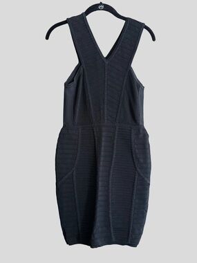 Parker Black Ribbed Bodycon V-Neck Dress Size Small